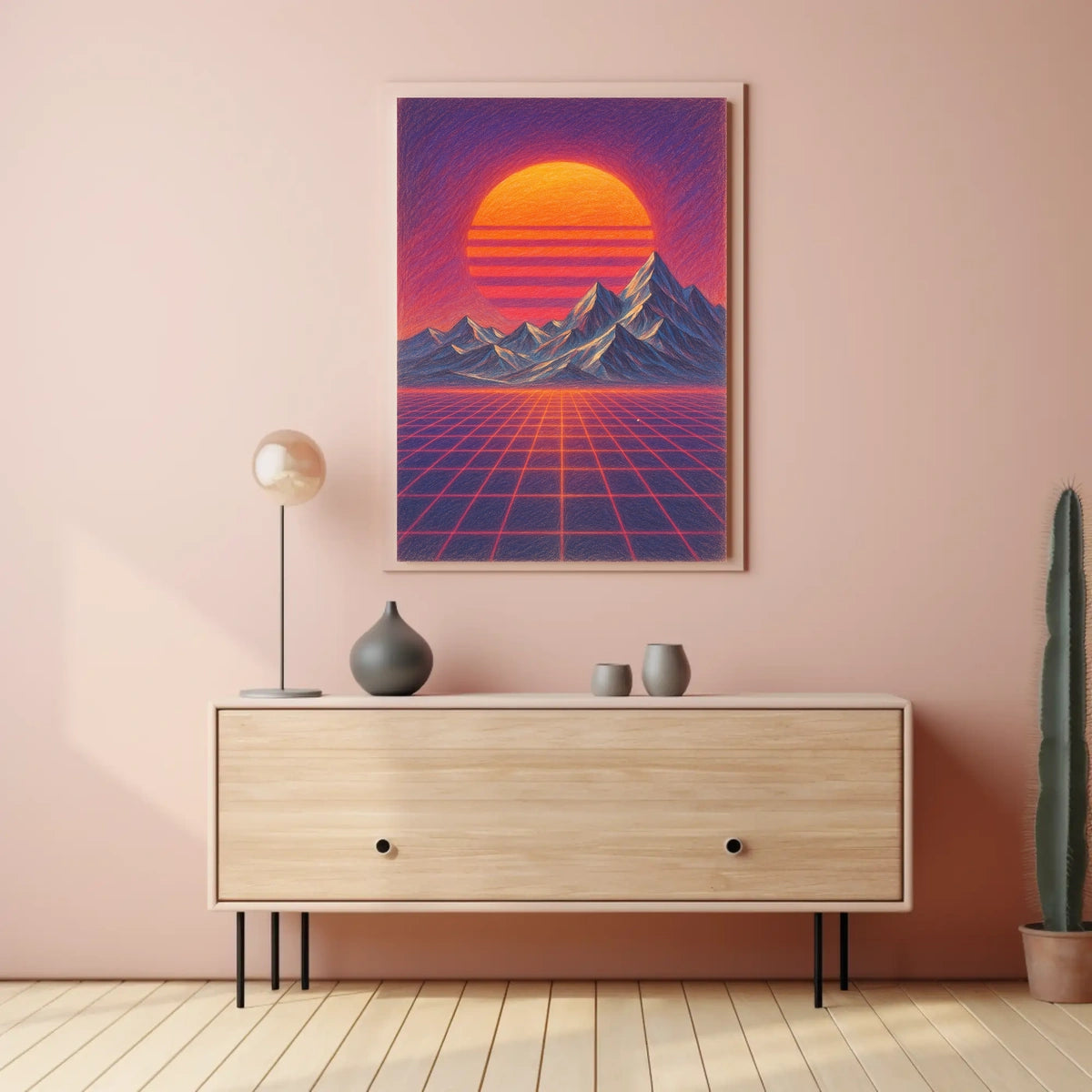 Retro-Futuristic Synthwave Scene Futuristic Sci-Fi Poster