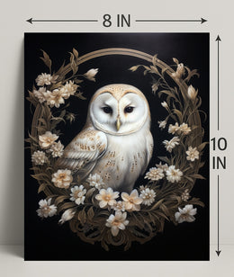 Enchanted Owl In Floral Wreath Poster PosterGoat
