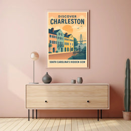 Charleston Travel Poster Vintage Coastal Wall Art