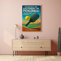 Pickleball Paddle in Action: Vibrant Sports Poster PosterGoat