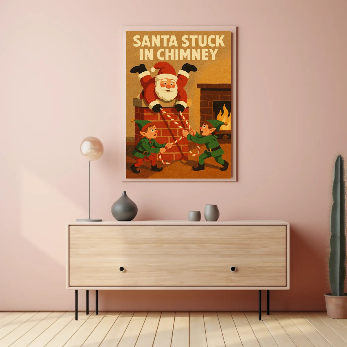 Santa Stuck In Chimney Poster