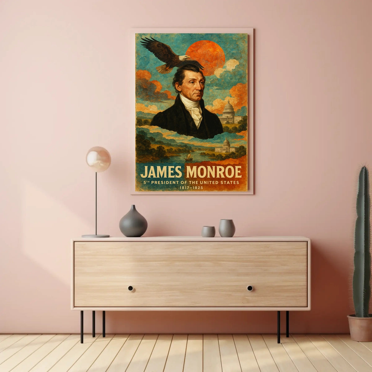 James Monroe 5th President of the United States Layered Digital Collage Poster