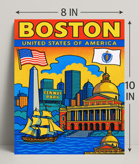 Boston Iconic Landmarks Poster PosterGoat