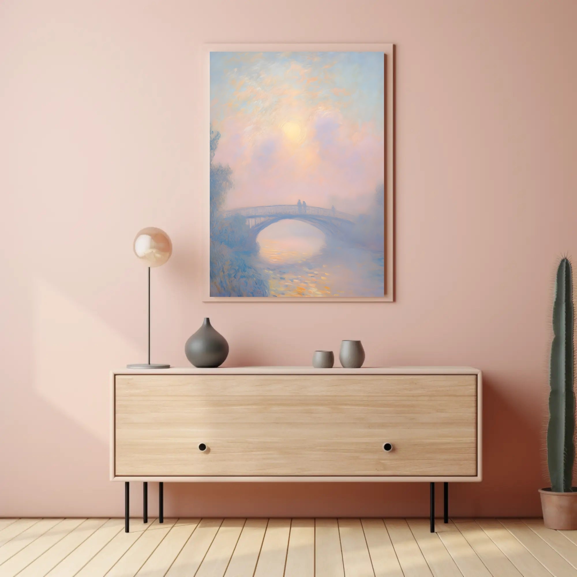 Serene Bridge Sunset Poster Wall Art Print