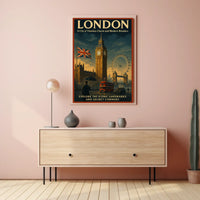 London's Iconic Landmarks Vintage Travel Poster Art