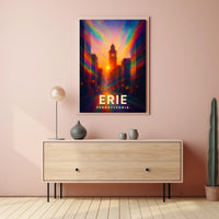 Erie Pennsylvania Cityscape Vibrant Urban Travel Inspired Digital Painting Impressionism Poster
