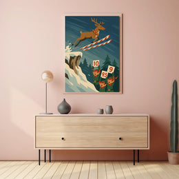 Reindeer Ski Jump Poster