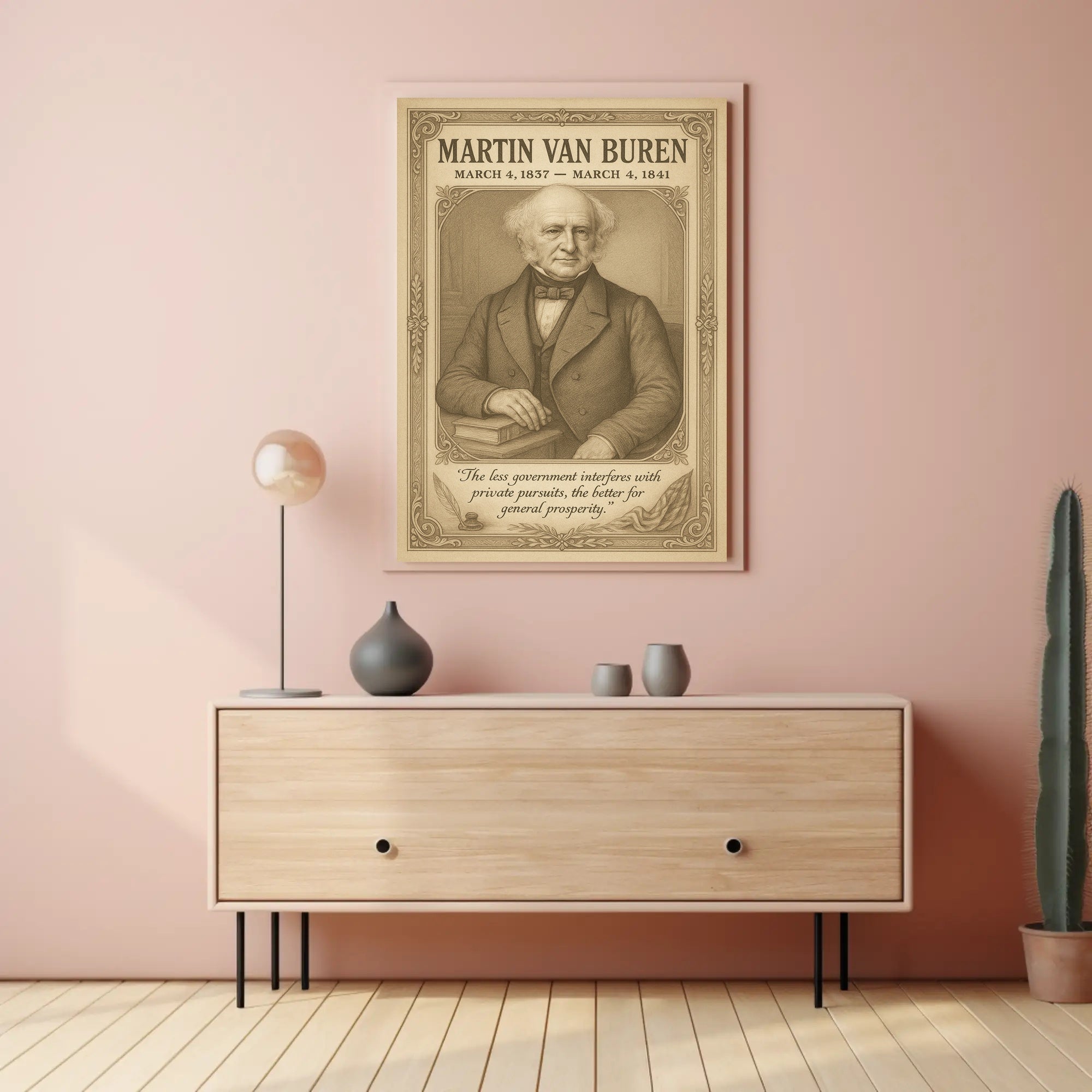 Martin Van Buren 8th President Sketch Poster Art Print Decor PosterGoat