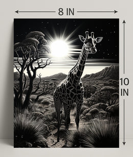 Moonlit Giraffe In The Savanna Poster