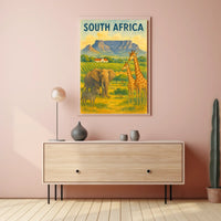 Vibrant South African Wildlife Travel Poster