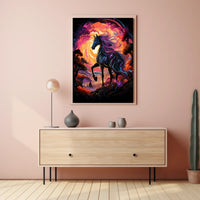 Majestic Fantasy Horse Surreal Sunset Art Poster