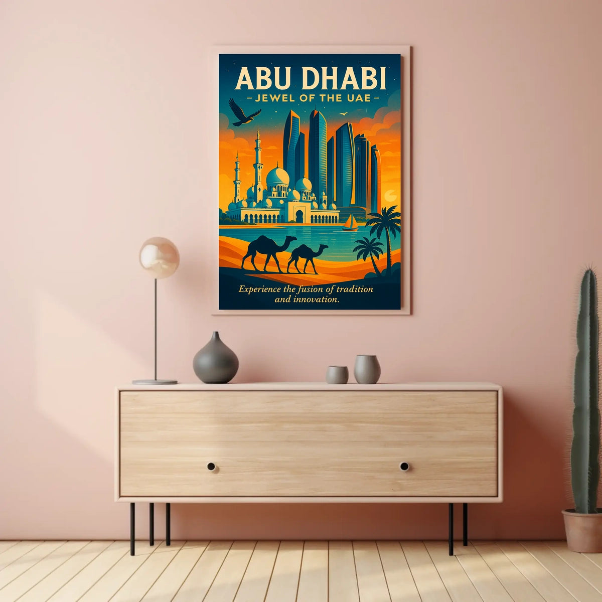 Abu Dhabi Skyline A Vibrant City Fusion Travel Poster