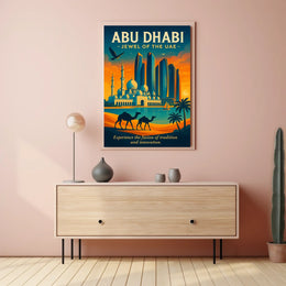 Abu Dhabi Skyline A Vibrant City Fusion Travel Poster