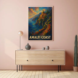 Amalfi Coast Poster Art Print 18x24 Coastal Decor Wall Art