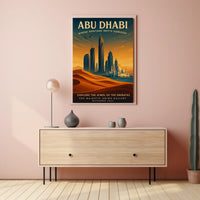 Abu Dhabi skyline and heritage illustrated urban cityscape poster