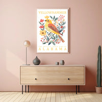 Yellowhammer Bird Alabama Nature Art Poster Print