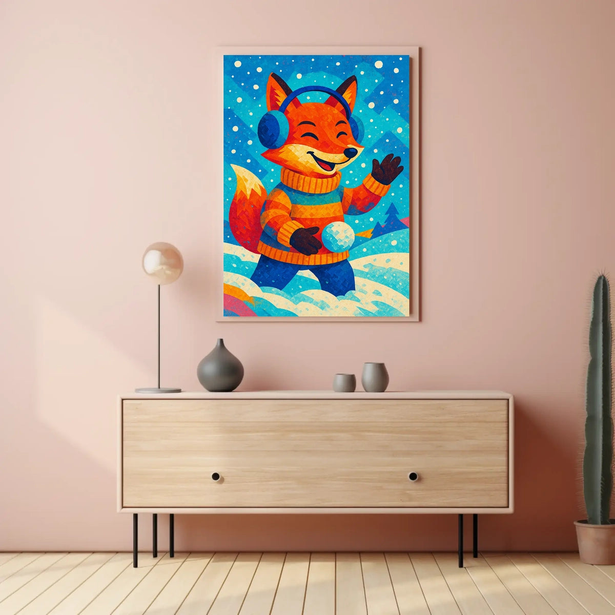 Winter Fox Scene Poster