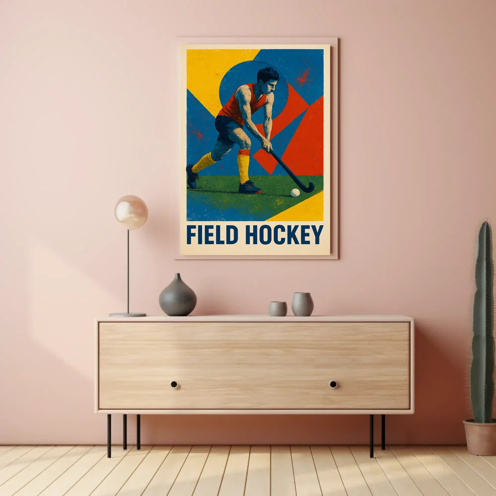 Dynamic Field Hockey Sports Art Poster