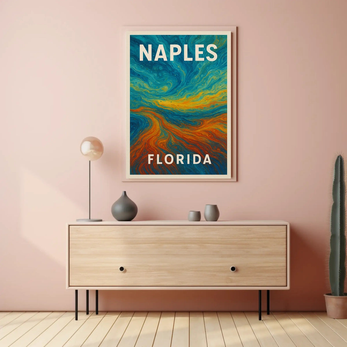 Naples Florida Coastal Poster Wall Art Cityscape Sunlit