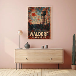 Water Tower Americana Retro Nostalgic Poster