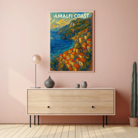 Amalfi Coast Poster Art Print for Coastal Home Decor