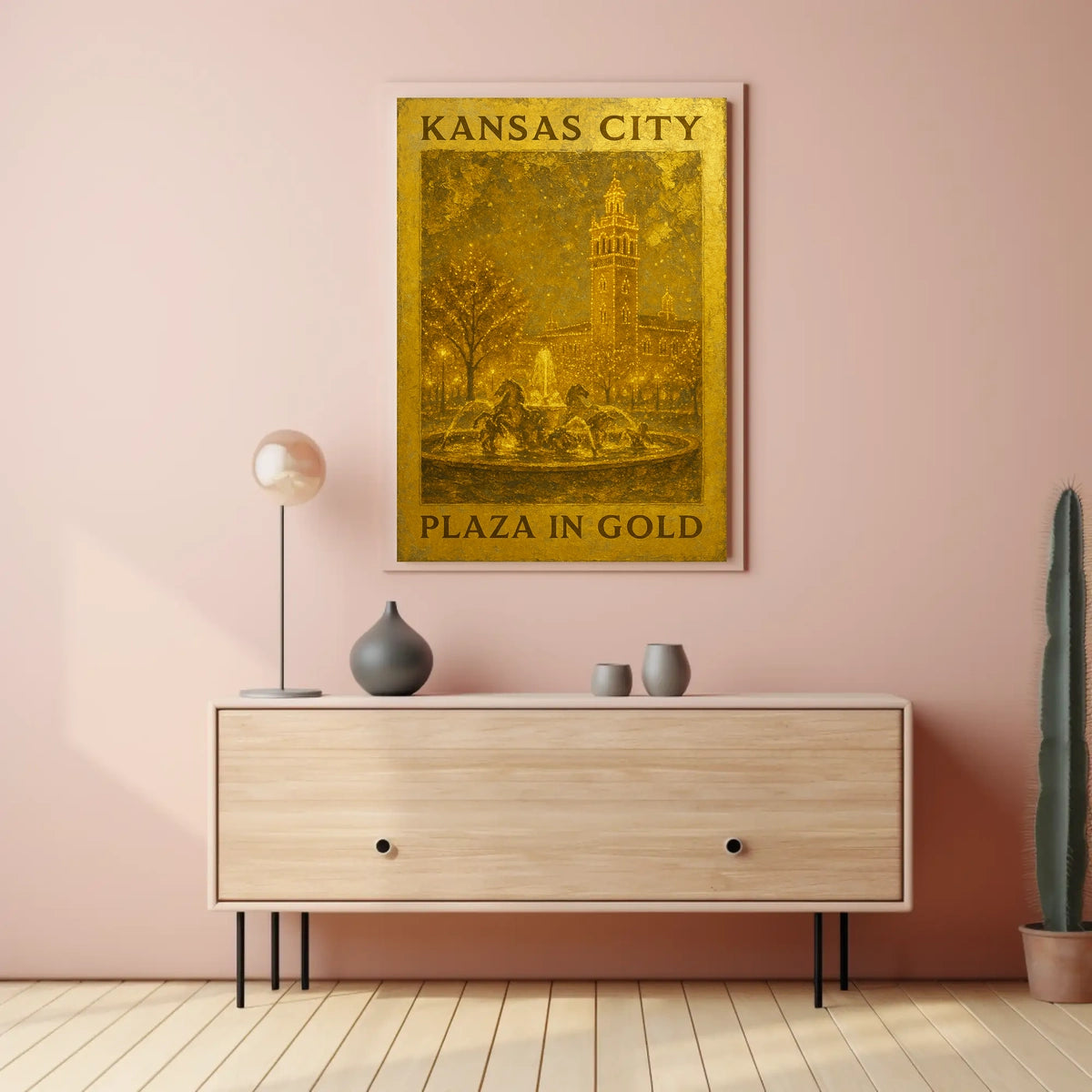 Kansas City Plaza In Gold Poster