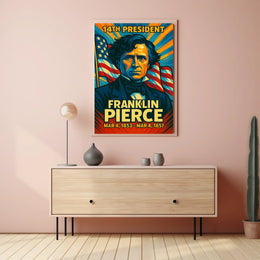 Franklin Pierce 14th President of the United States Colorful Comic Book Style Poster