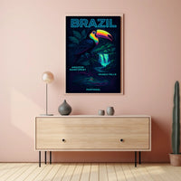 Brazilian Wildlife Adventure: Neon Rainforest Art Poster