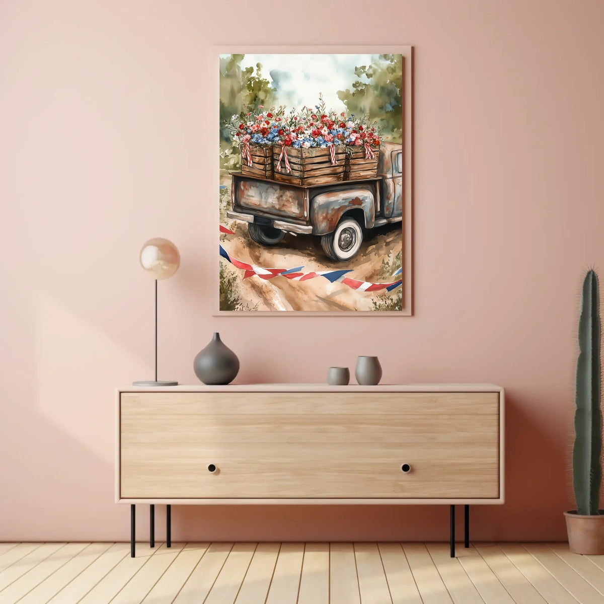 Weathered Pickup Truck Vintage Road Scene Wall Art Poster
