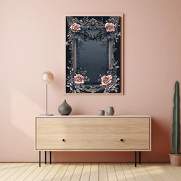 Gothic Romance Bat and Roses Poster