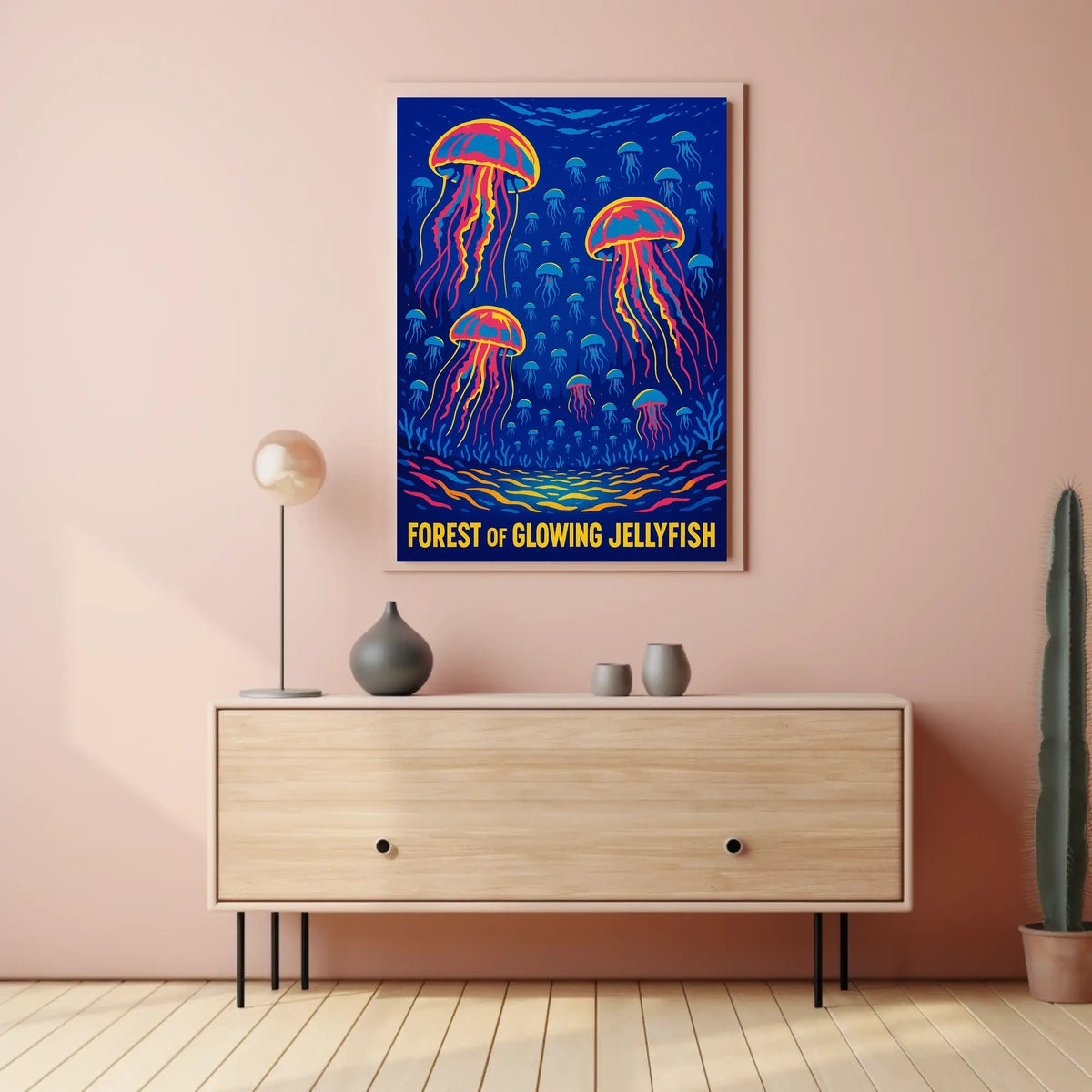 Forest of Glowing Jellyfish Poster