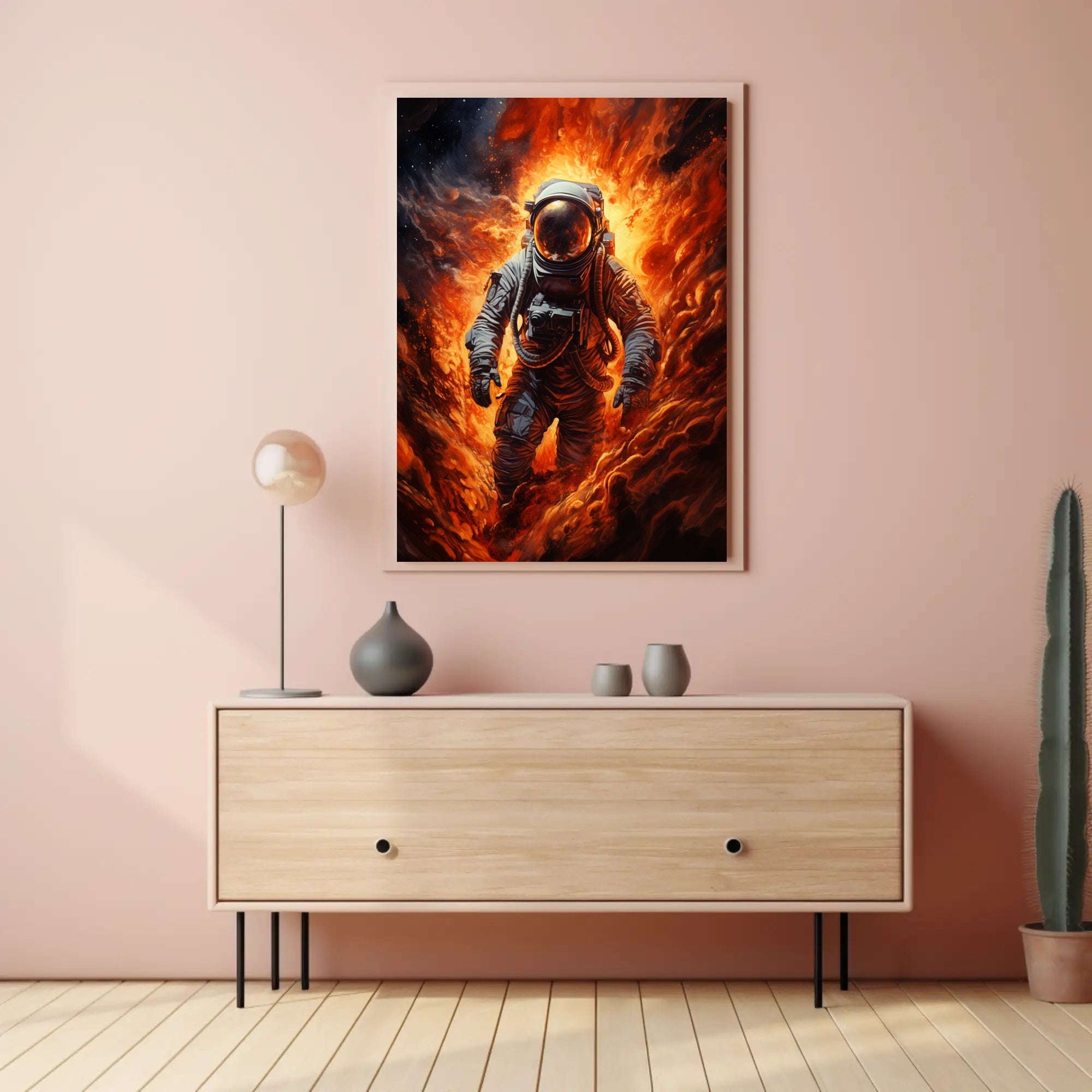 Astronaut In Flames Poster PosterGoat