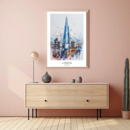 The Shard Watercolor London Urban or Cityscape Poster PosterGoat
