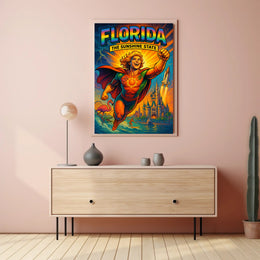 Florida Sunshine State Superhero Adventure Travel Poster PosterGoat