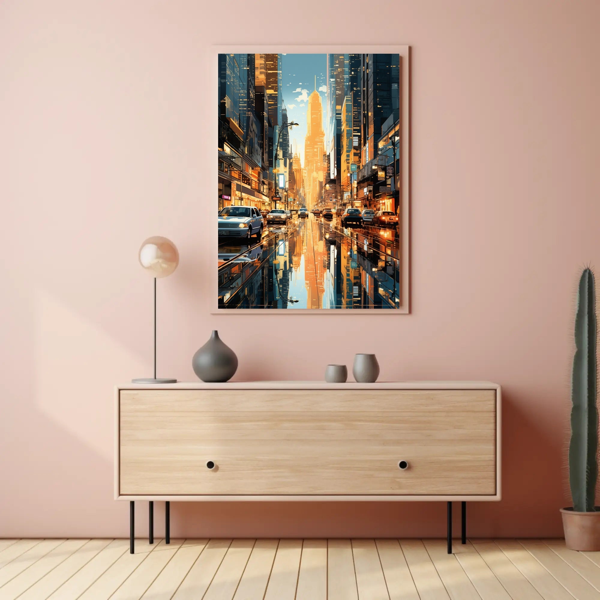 Modern Cityscape Skyline: Urban Lifestyle Artistic Poster
