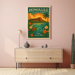 Honolulu Vintage Travel Poster Aloha Spirit Unveiled