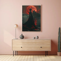 Gothic Red Moon Fantasy Artwork - Fantasy or Mythology Poster PosterGoat