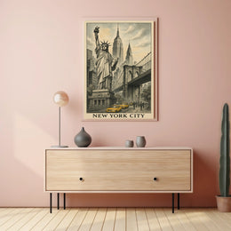 New York City Poster Vintage Travel Cityscape Wall Art
