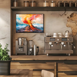Volcanic Eruption Abstract Art Poster: Nature's Fury