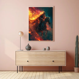 Fiery Knight Fantasy Adventure Poster PosterGoat
