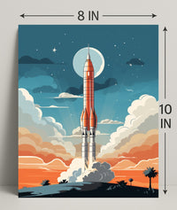 Rocket Launch At Dusk Poster