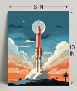 Rocket Launch At Dusk Poster