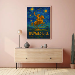 Cowboy Under Starry Sky Van Gogh Western Art Wild West Poster