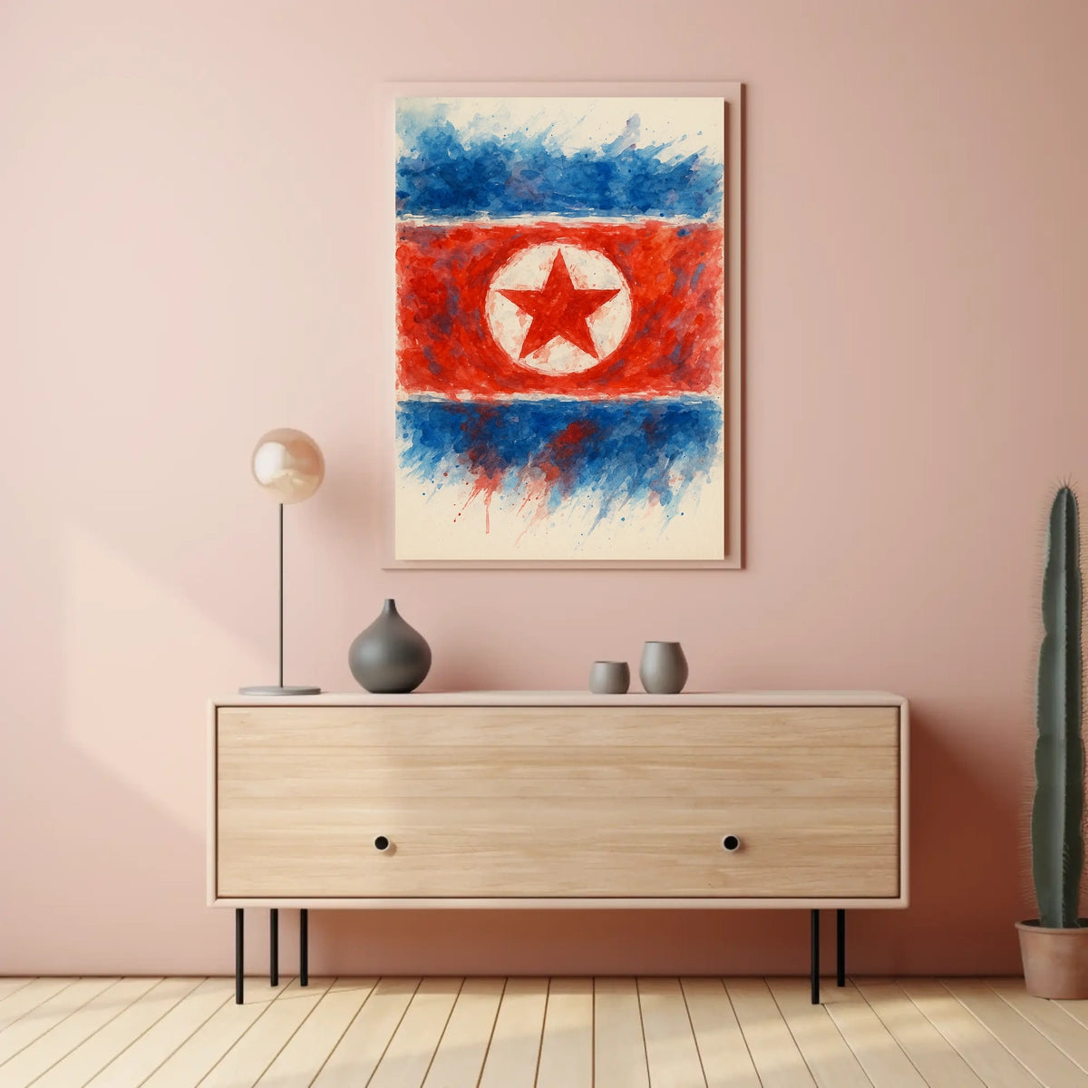 Abstract North Korean Flag Abstract Poster