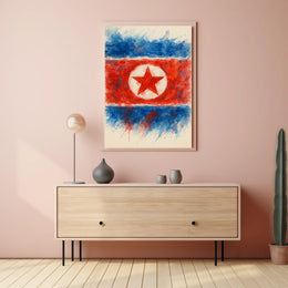 Abstract North Korean Flag Abstract Poster