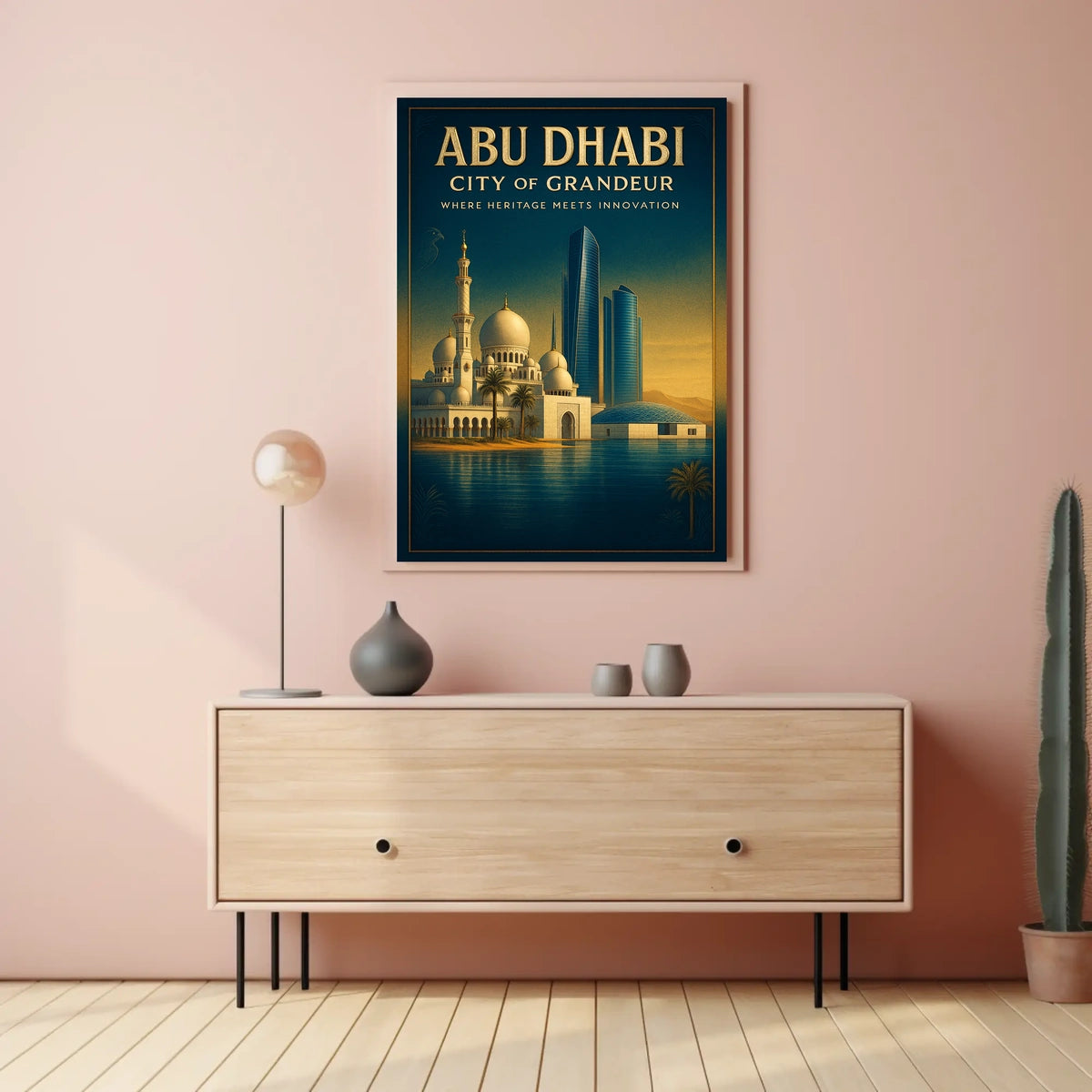 Abu Dhabi's Iconic Landmarks in Urban Cityscape Poster