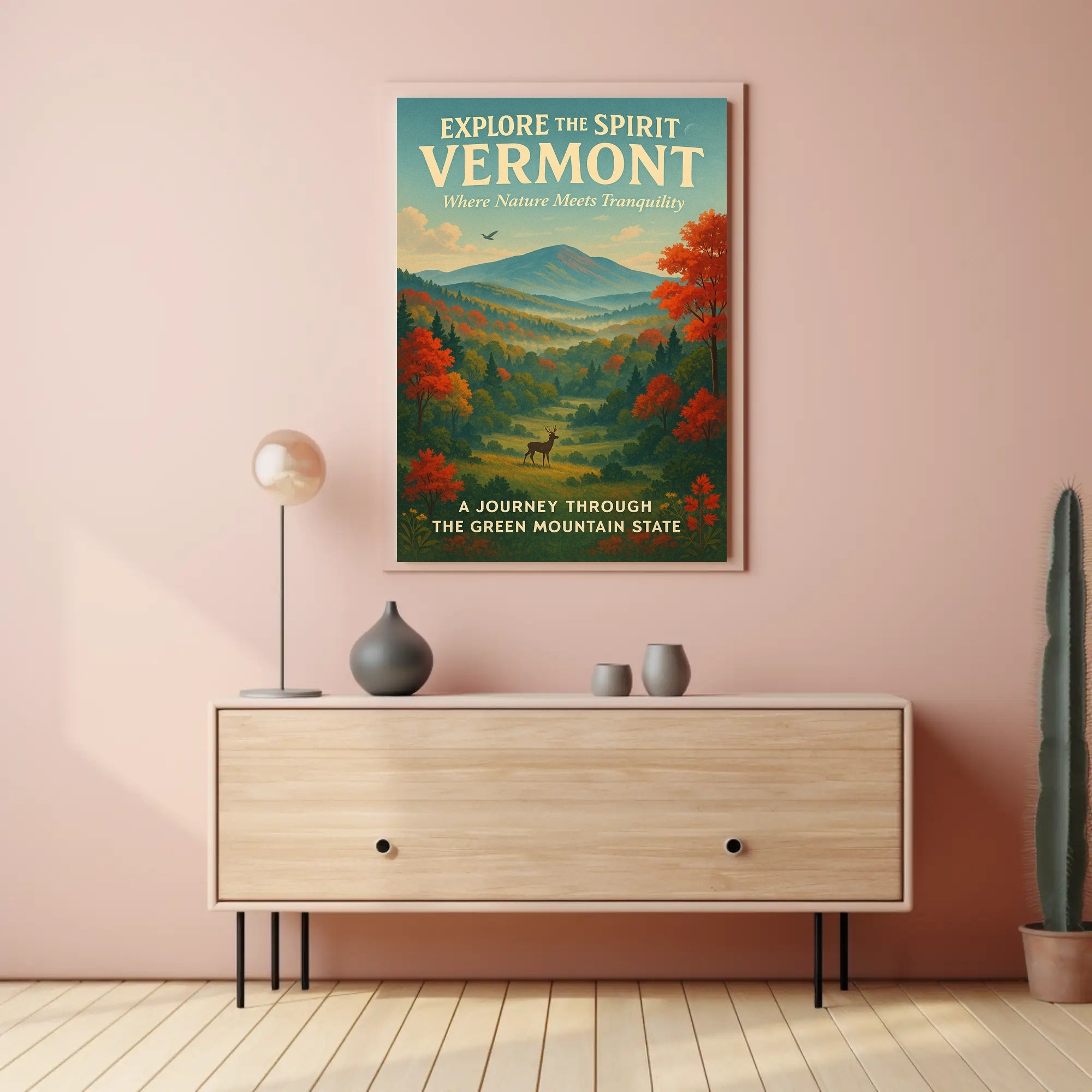 Vermont Travel Poster Vintage Scenic Wall Art