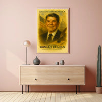 Ronald Reagan 40th President of the United States Vintage Watercolor Poster