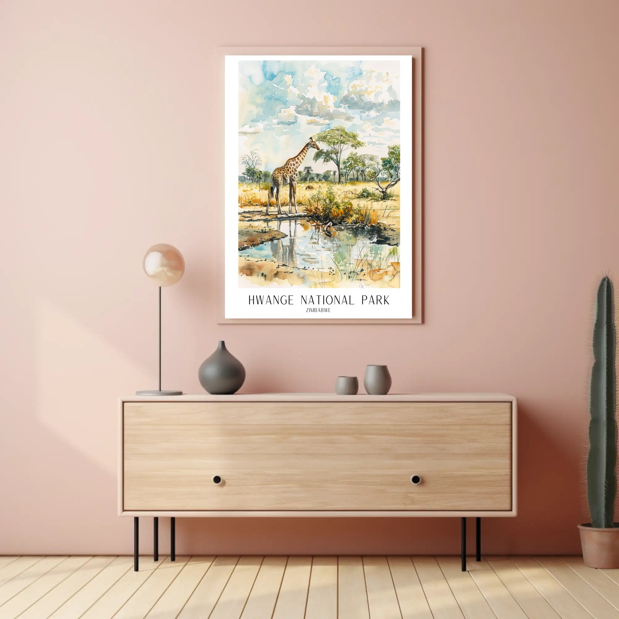 Hwange National Park Watercolor Art National Park Poster PosterGoat