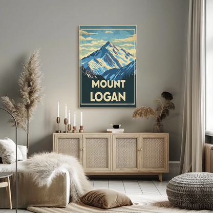 Mount Logan Snow Peak Vintage Travel Poster